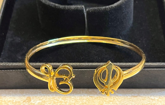 Ekomkar Khanda Cuff Bangle Gold Plated ( Unisex )