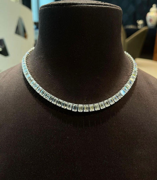 1 Carat Each Emerald Neck Jewel in Lab Grown Diamond on 14Kt Gold Base