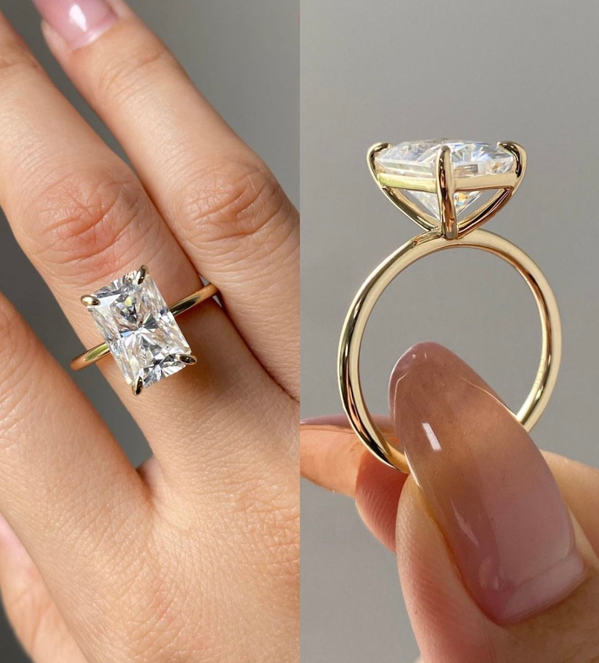 3 Carat Radiant Cut Lab Grown Diamond on 14Kt Hallmarked Gold