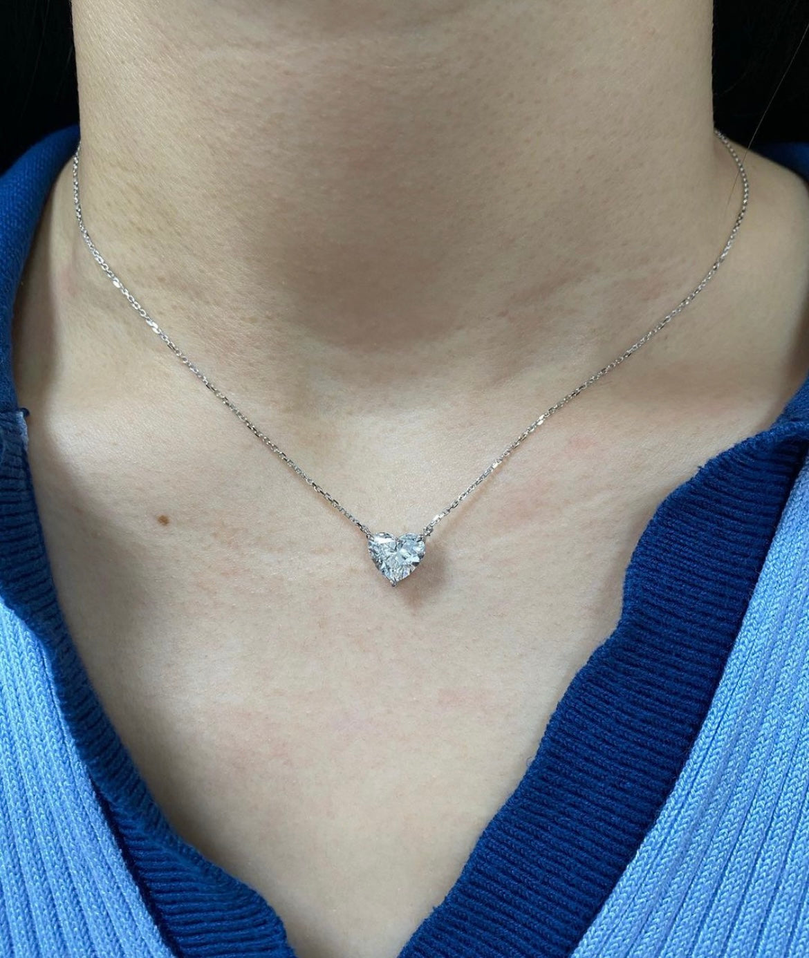 2 Carat Heart pendant lab grown on 14Kt Hallmarked white gold chain 16 inches