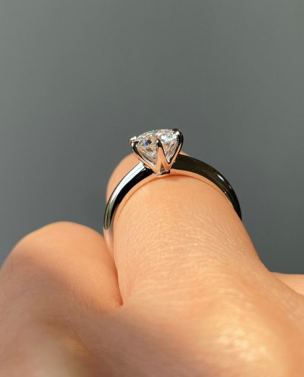 1 Carat Lab Grown Diamond on 14Kt White Hallmarked Gold Ring