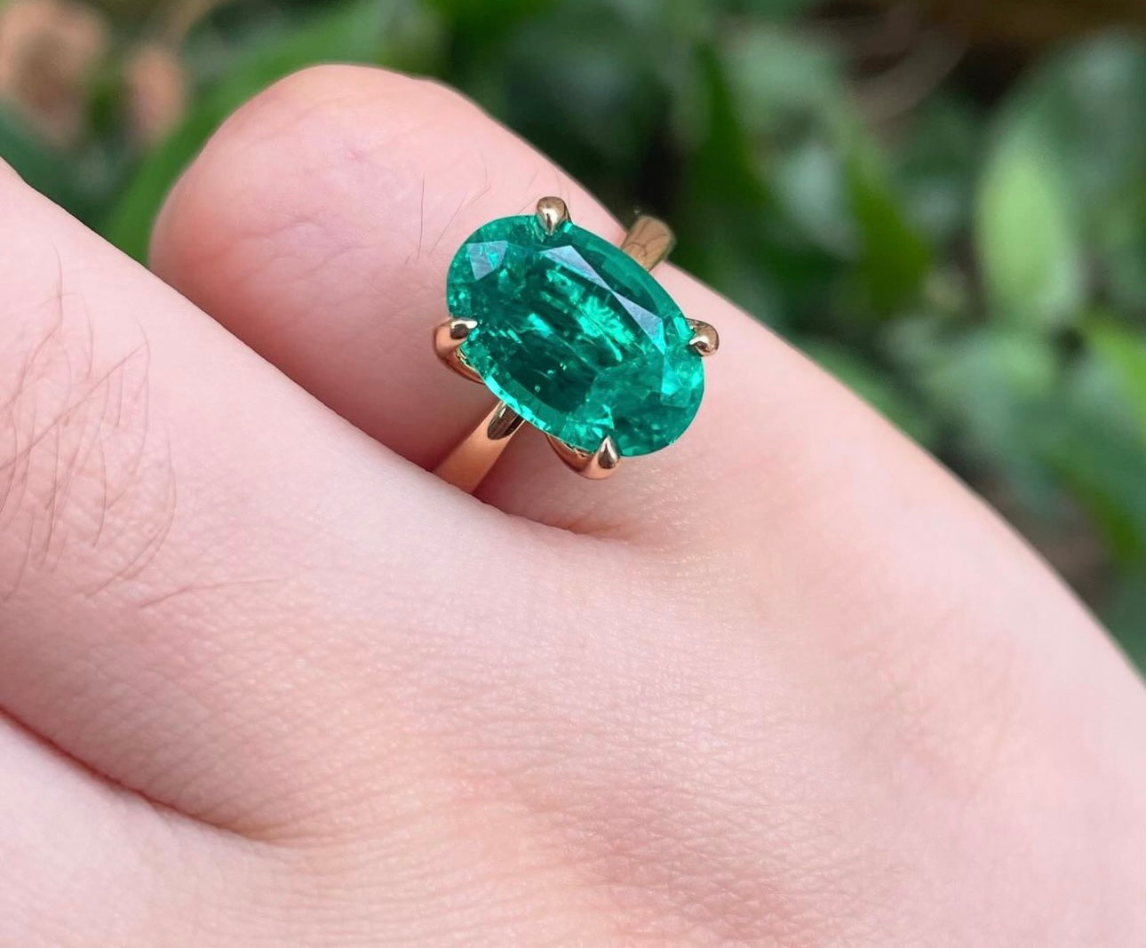 5 Carat Colombian Lab Grown Emerald Ring crafted in 18Kt Gold