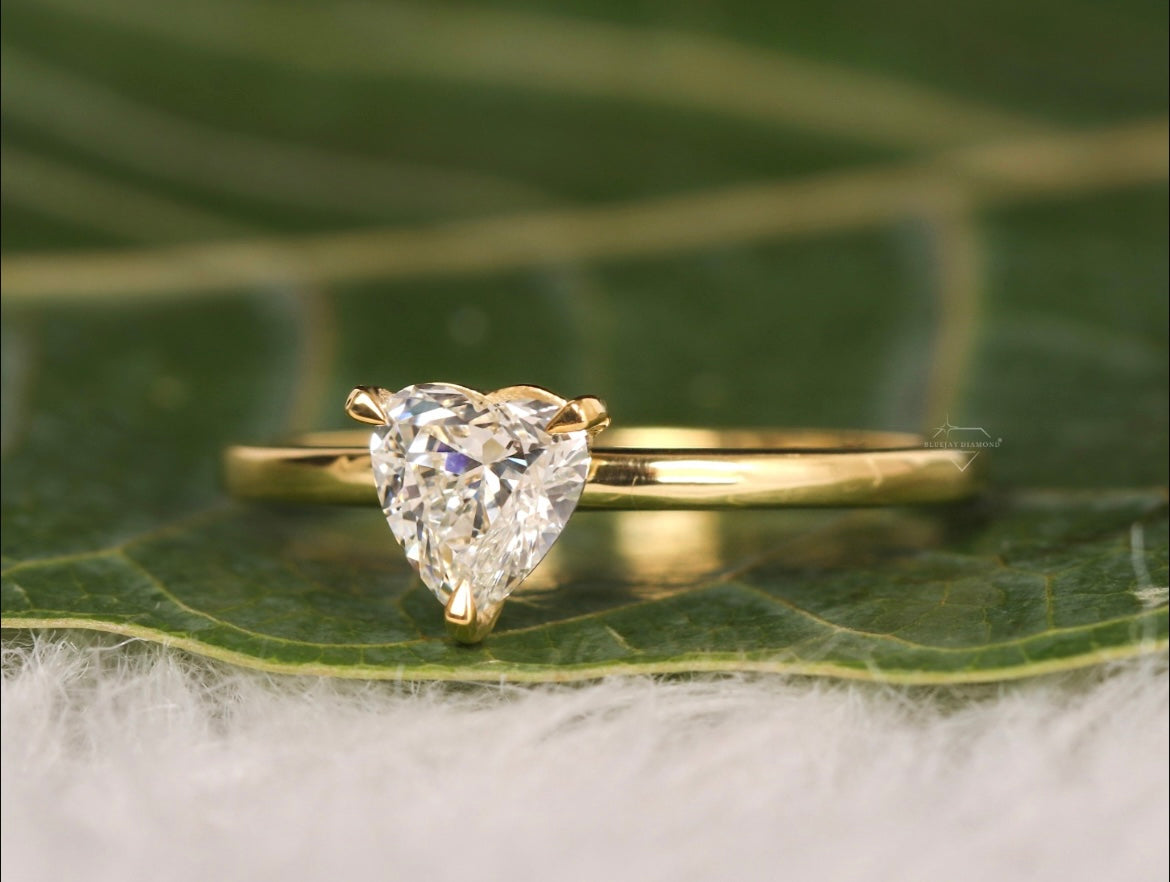 1 Carat Heart Lab Diamond Ring on 14Kt Gold