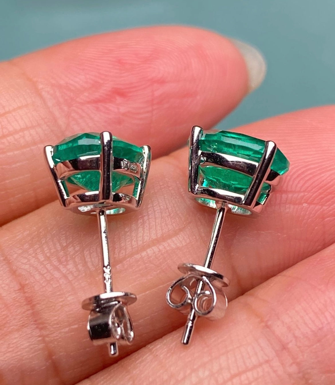 3-3 Carat Lab Grown Emerald Earings on 14Kt Hallmarked Gold