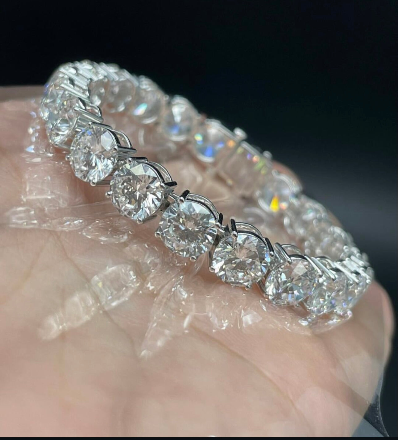 1.5 Carat Each Lab Grown Diamond Tennis Bracelet on 14Kt White Gold