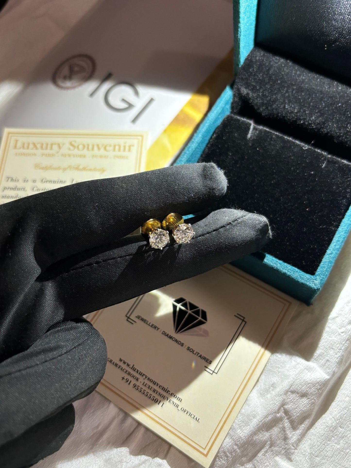 1-1 Carat Each Lab Grown Diamond on 14Kt Hallmarked Gold