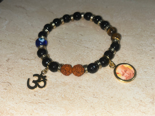 Guru Ji Bracelet with OM, EVIL EYE & Rudraksha