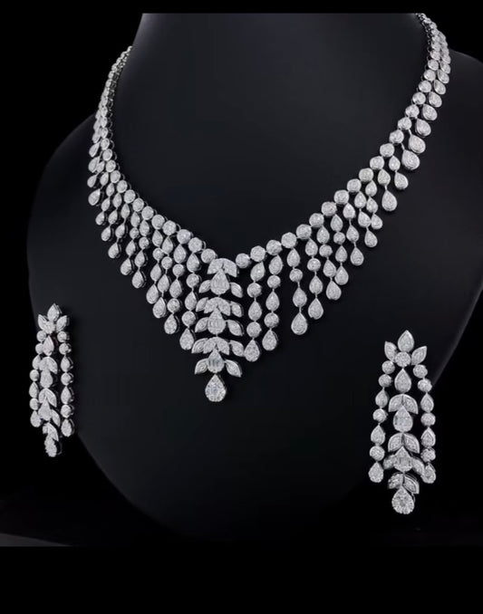 Moissanite Diamonds & Silver Base Jewellery Set by Luxury Souvenir