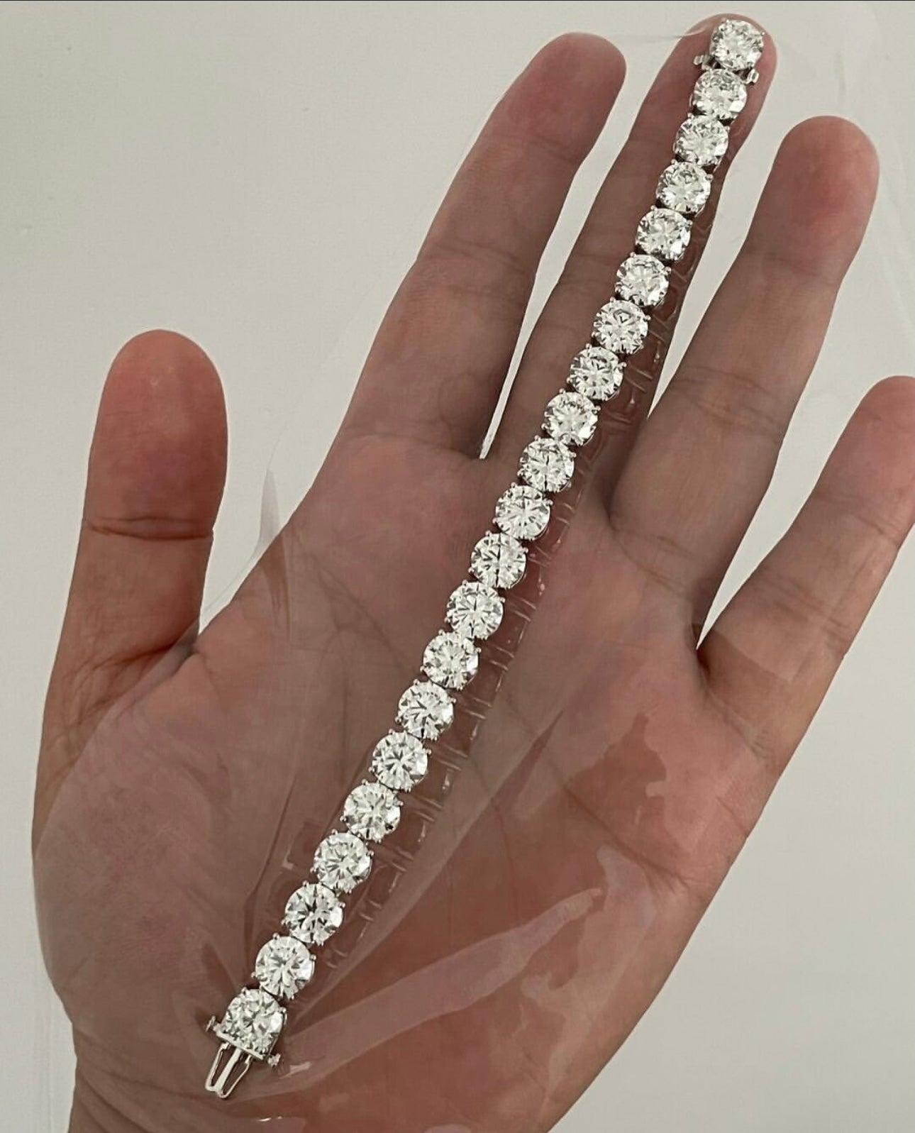 1 Carat Each Moissanite Tennis Bracelet on Silver Base 925 White Gold Plated 14Kt