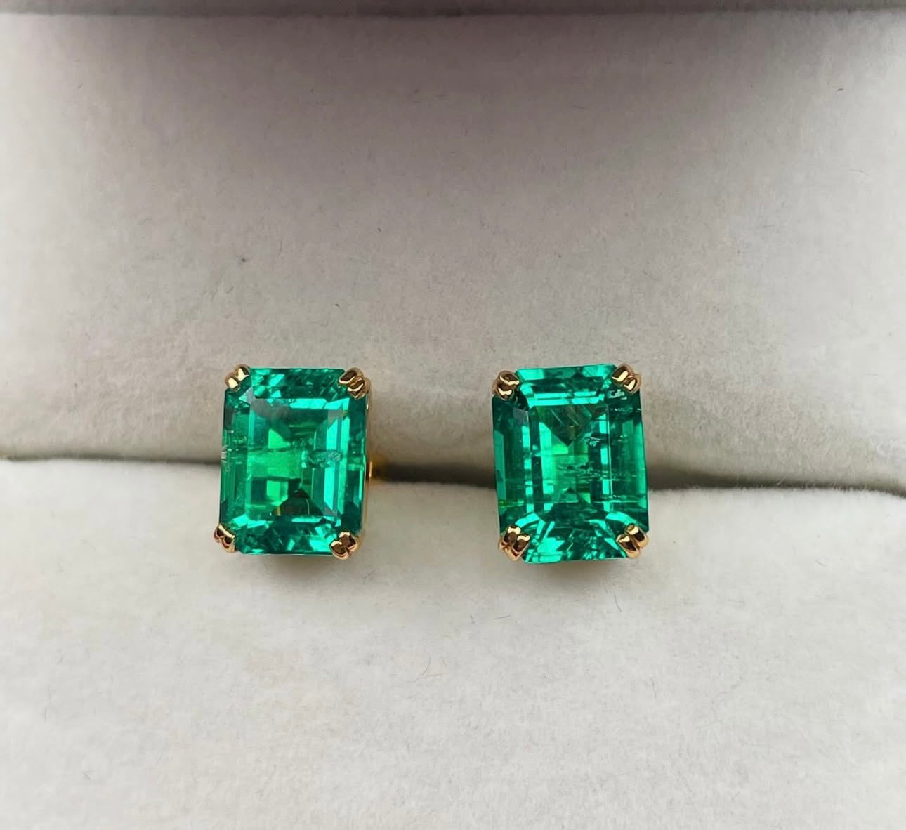 5-5 Lab Grown Emerald Earing Studs on 14Kt Hallmarked Gold