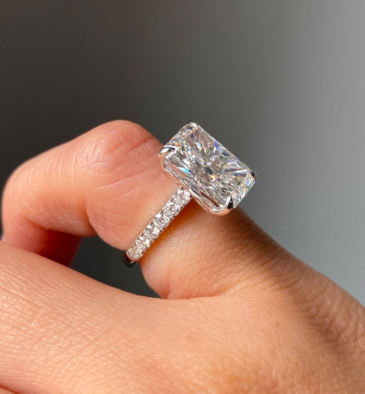 5 Carat Radiant Cut Diamond Ring on 14Kt White Gold