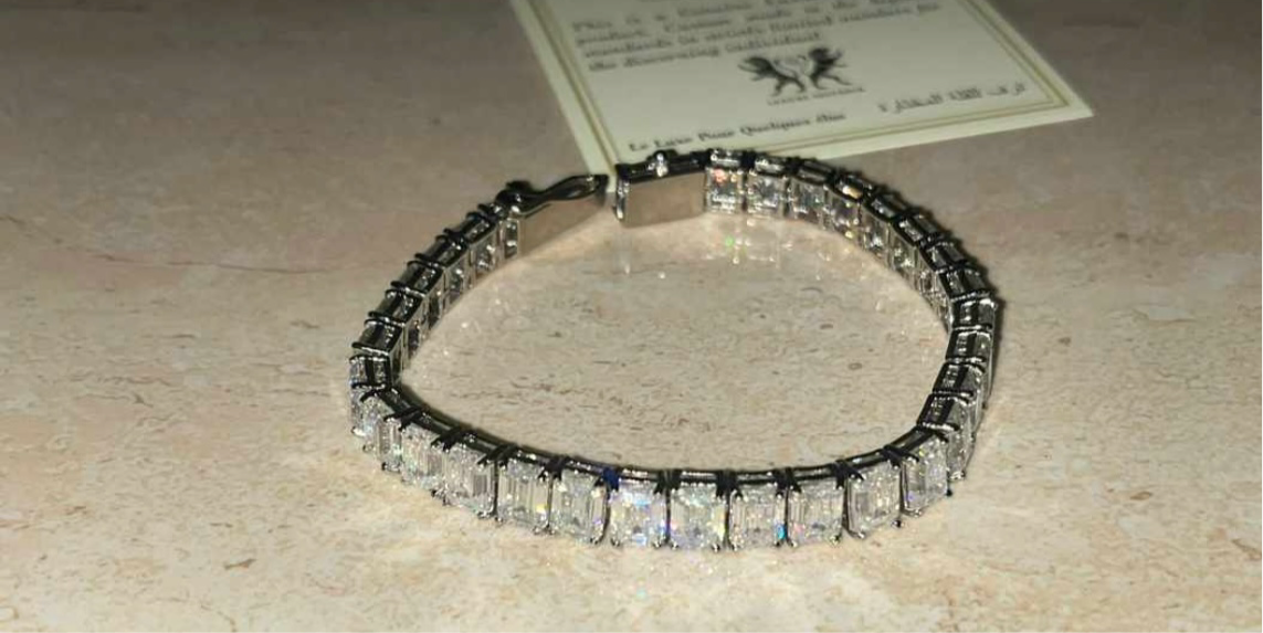 50 Cent Each Emerald Diamond Tennis Bracelet in 14Kt Hallmarked Gold by Luxury Souvenir Diamonds