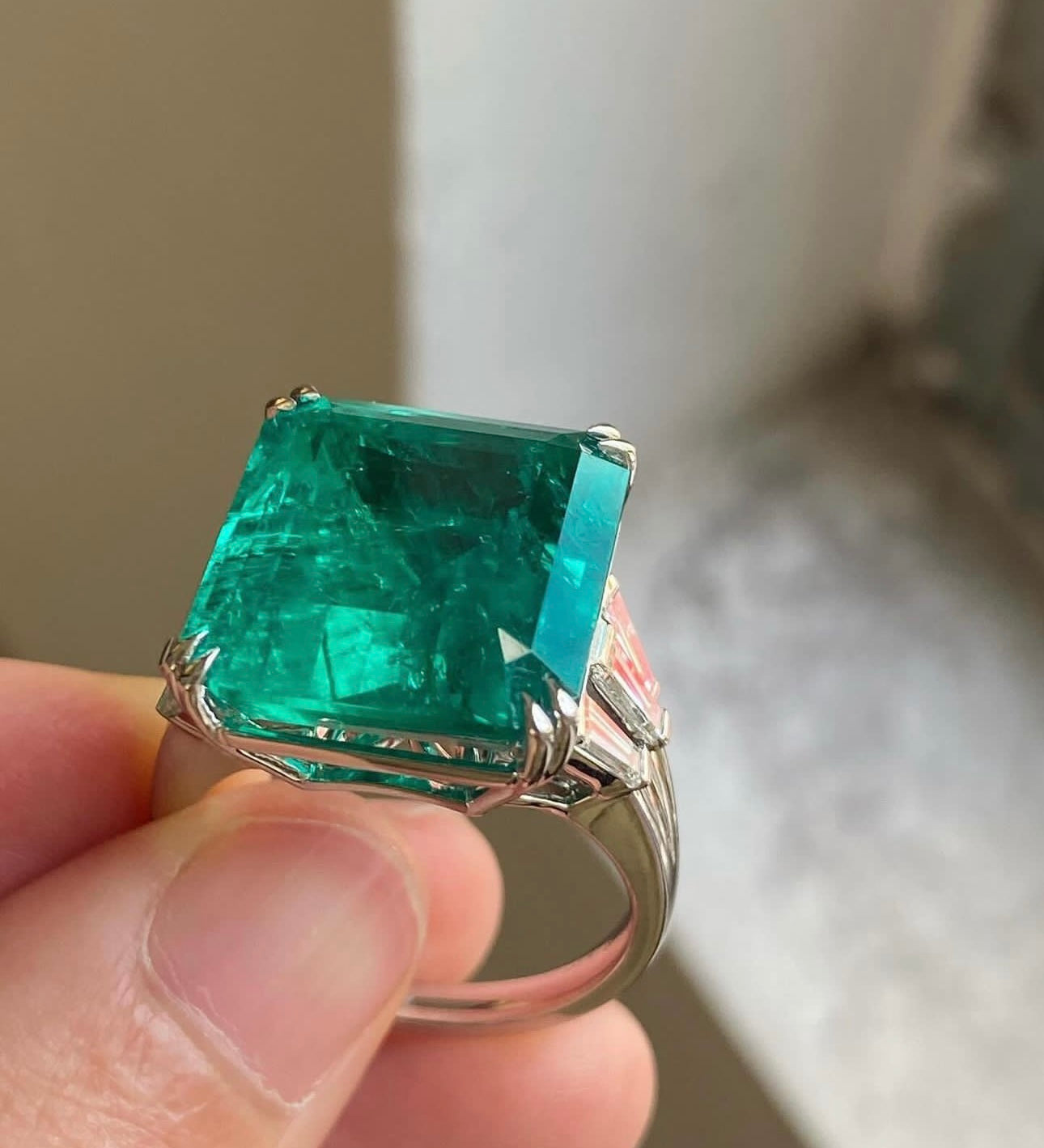 12 Carat Emerald Ring Lab Grown Emerald