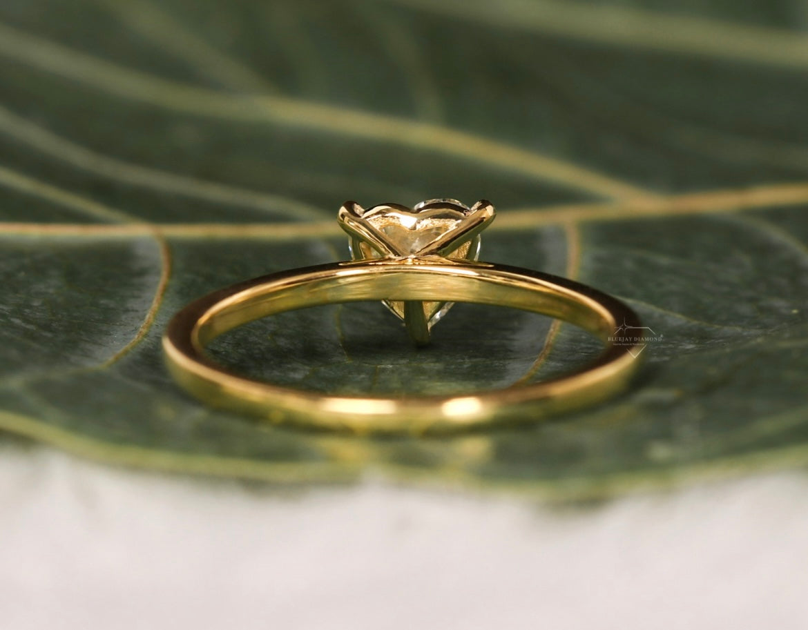 1 Carat Heart Lab Diamond Ring on 14Kt Gold