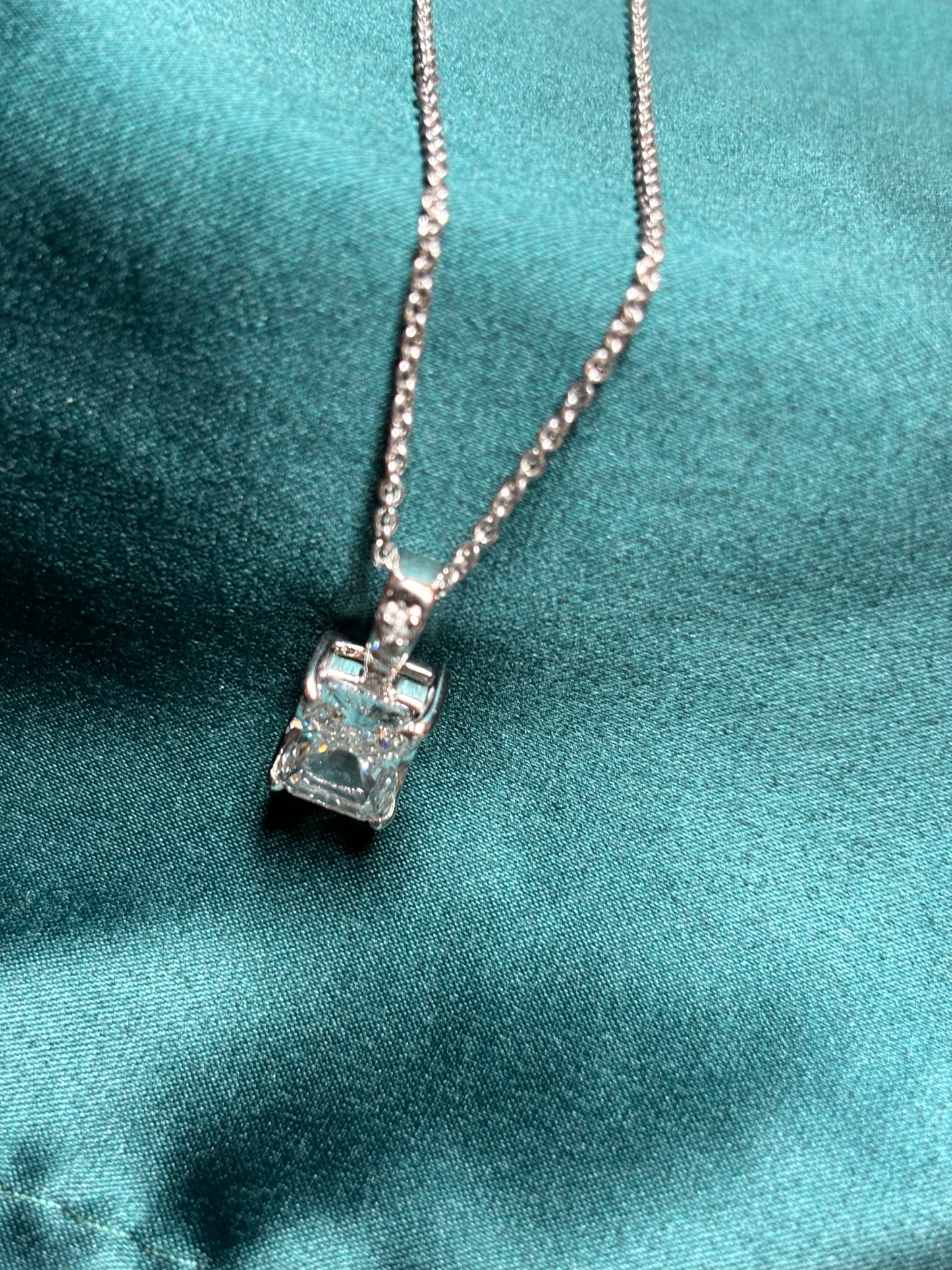 3 Carat Radiant Cut Lab Grown Diamond pendant in 14Kt Hallmarked Gold