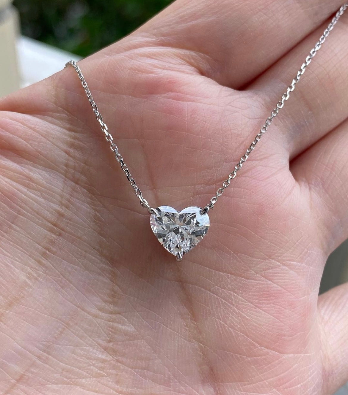 2 Carat Heart pendant lab grown on 14Kt Hallmarked white gold chain 16 inches