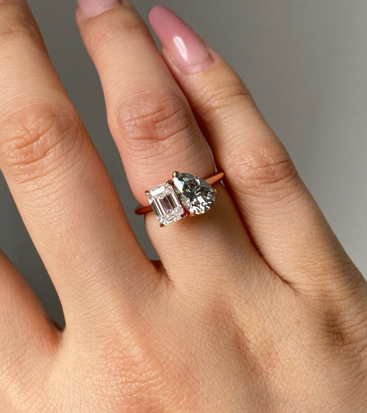 1.5 / 1.5 Carat Each Toi Et Moi Ring in Lab Grown Diamonds & 14Kt Hallmarked Rose Gold