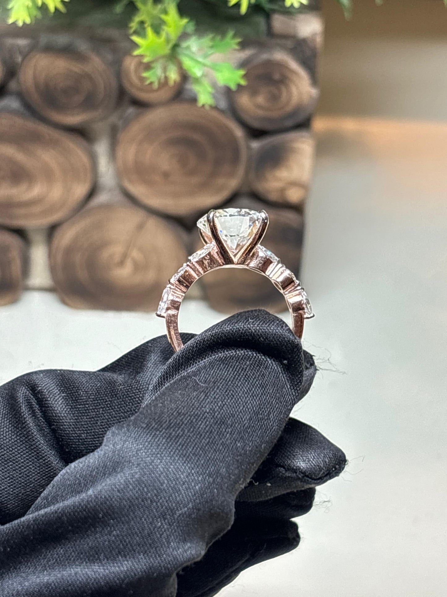 5 Carat Lab Grown Diamond Ring in 18Kt Hallmarked Rose Gold with EXOTIC Marquise Diamonds on Band 💎