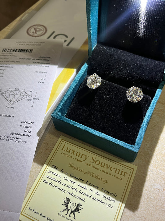 7-7 Carat Each Lab Grown Diamond on 18Kt Hallmarked Gold Base