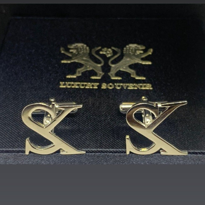 Monogrammed Cufflinks Custom Made Handcrafted in 925 Silver - 24Kt Gold  Plated Finish.