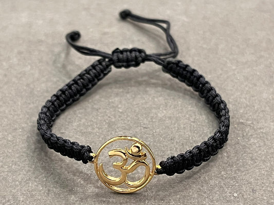 OM Bracelet Wrist Jewel in Black Adjustable Thread ( 24Kt Gold Plated )