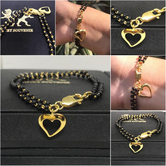 Heart Tag Nazaria Hand Mangalsutra Jewel 925 Silver 24Kt Gold Plated